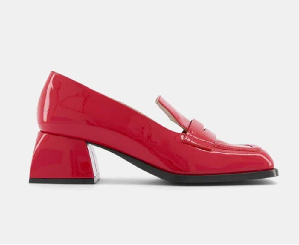 Nodaleto Bulla Cara Red Corvette Patent Leather Loafers 38.5 / 8.5 Chunky Heel
